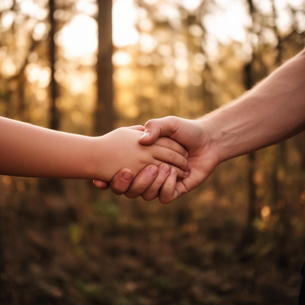 Mano adulta sosteniendo la mano de un niño