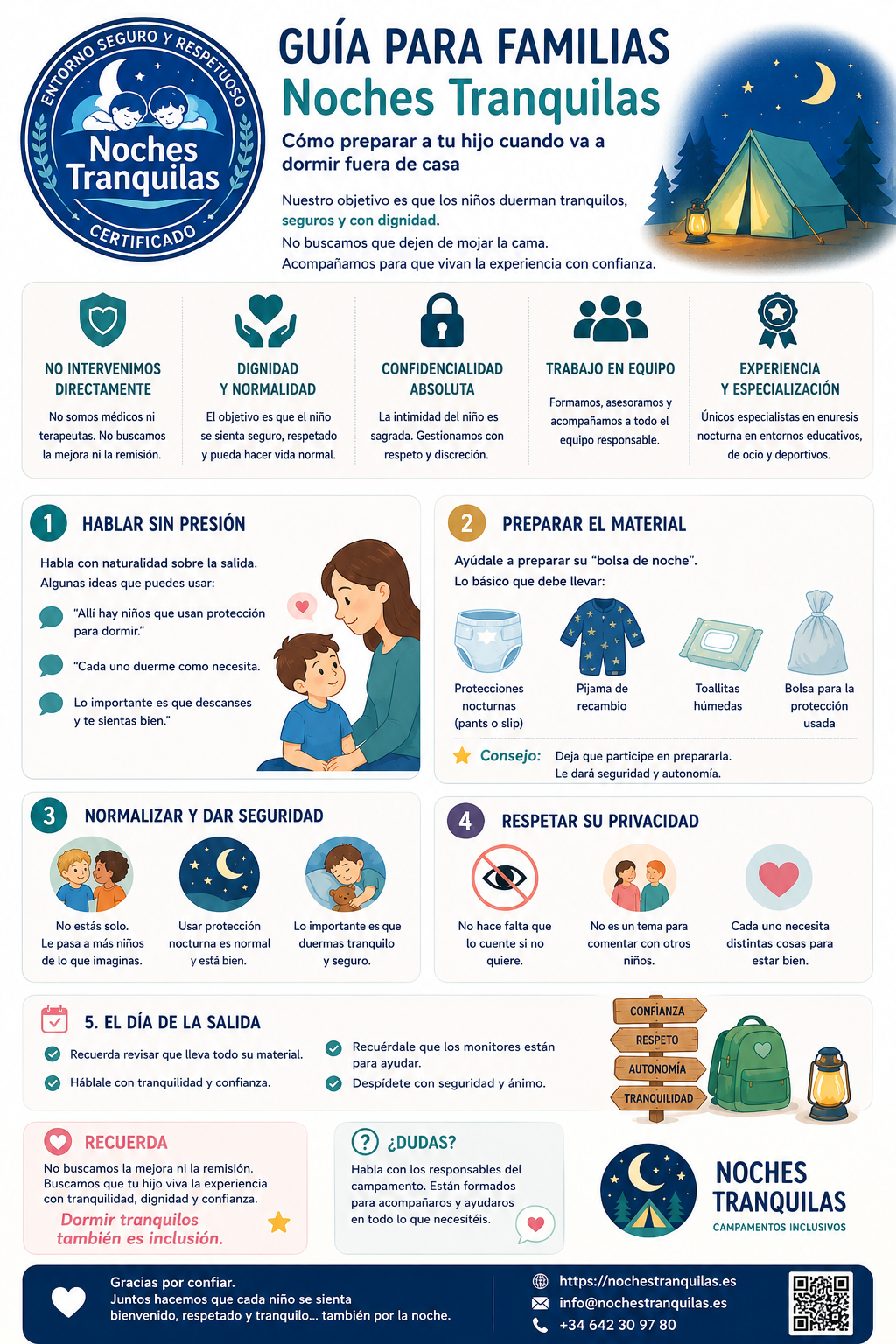 Portada de la guía para familias de Noches Tranquilas