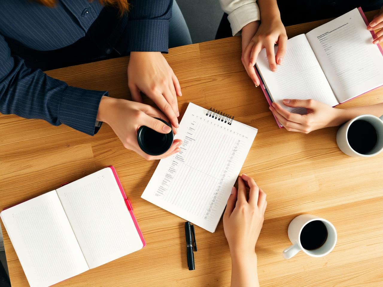 Detalle de cuadernos y planificación durante una formación
